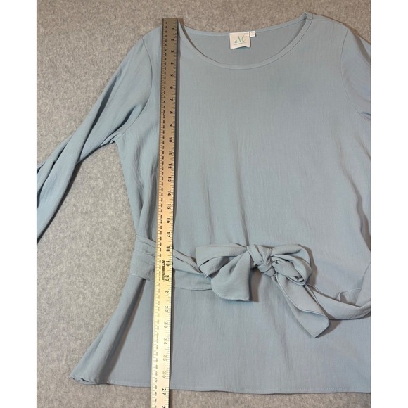 Mint Julep Light Blue Long‎ Sleeve Tie Waist Peplum Top Women's Small - Picture 6 of 10